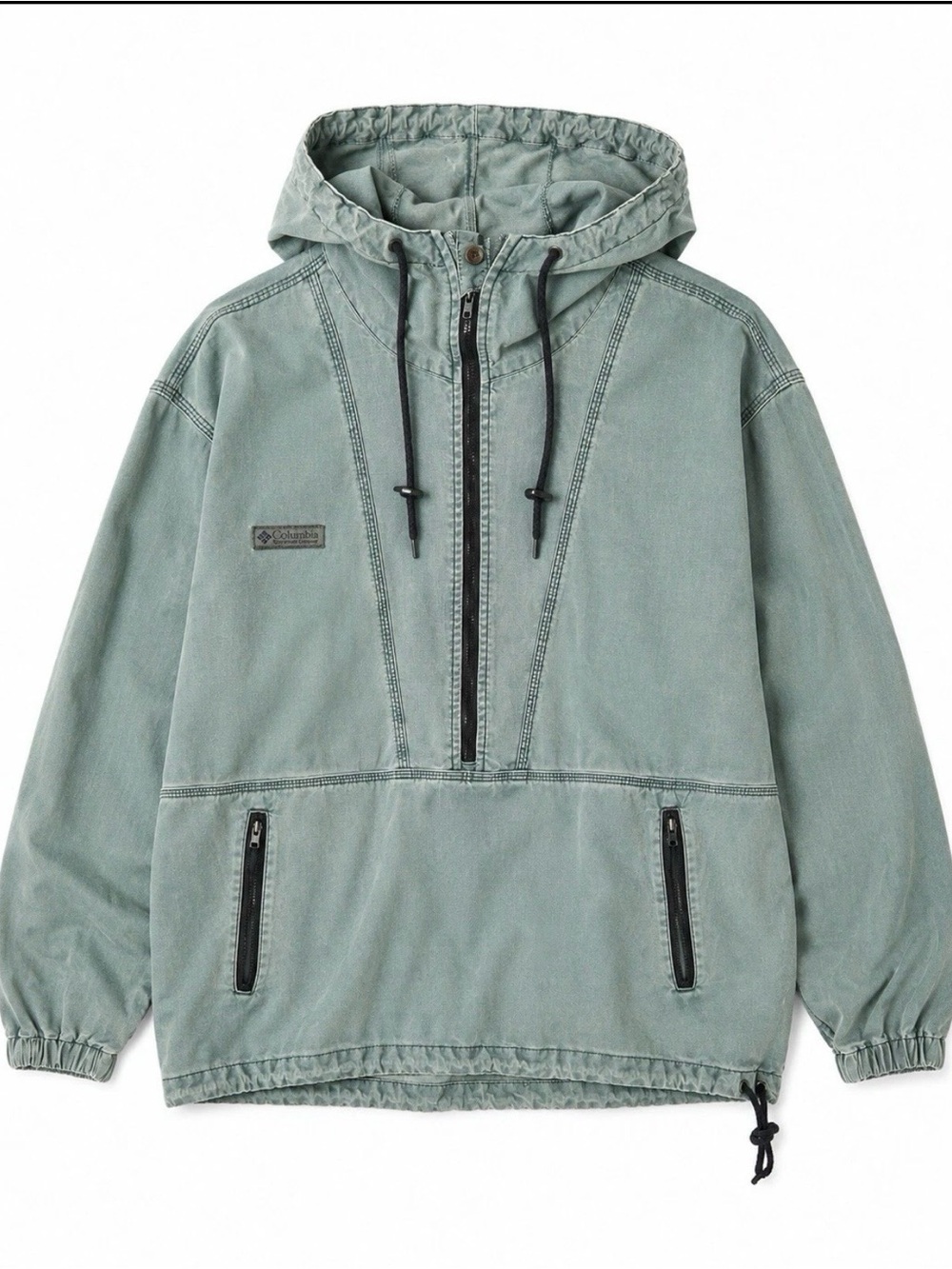 Vintage Columbia Sportswear Sage Green Hooded Anorak Pullover Jacket